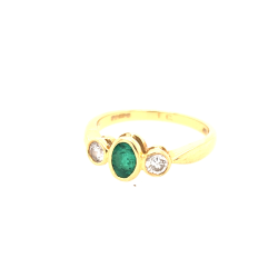 Pre Owned 18ct Emerald and Diamond Ring ZU588